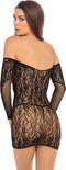 Offshoulder zwart minijurkje lange mouwen - S/M