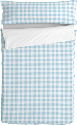 Gewatteerd beddengoed met ritssluiting HappyFriday Basic Blauw 90 x 200 cm Vichy