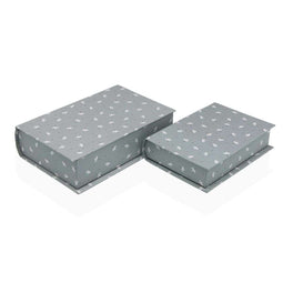 Decoratieve Doos Versa Canvas Hout MDF Blommor Boek