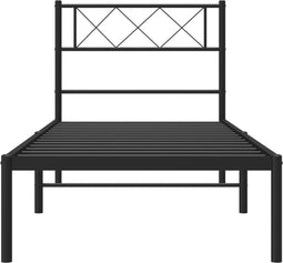 vidaXL - Bedframe - met - hoofdbord - metaal - zwart - 90x190 - cm