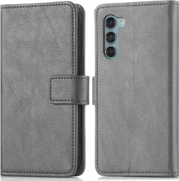 iMoshion Hoesje Geschikt voor Motorola Moto G200 Hoesje Met Pasjeshouder - iMoshion Luxe Bookcase - Grijs