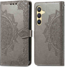 iMoshion Hoesje Geschikt voor Samsung Galaxy S24 Hoesje Met Pasjeshouder - iMoshion Mandala Bookcase - Grijs