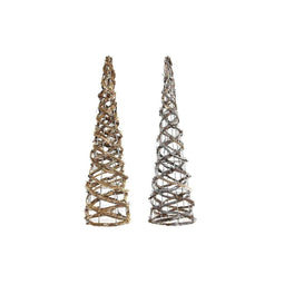 Decoratie DKD Home Decor Ziverachtig Gouden Kerstmis Kegels AA x 2, niet inbegrepen Rotan (19 x 1...