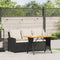 vidaXL - Tuinbank - 3-zits - met - kussens - & - tafel - poly - rattan - zwart