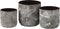 J-Line bloempot Ruw - metaal - grijs - 3 stuks - Ø 18 cm
