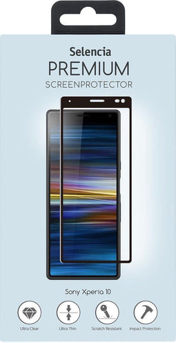 Selencia Sony Xperia 10 - Gehard Glas Screenprotector 9H - Zwart