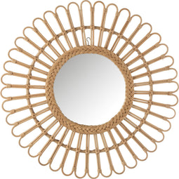 J-Line spiegel Ellen Rond - rotan - naturel - small - Ø 60 cm