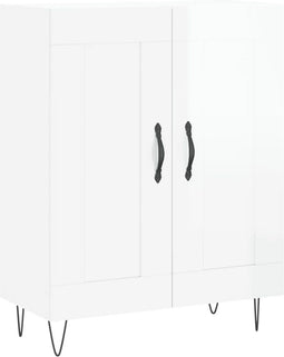 vidaXL - Dressoir - 69,5x34x90 - cm - bewerkt - hout - hoogglans - wit