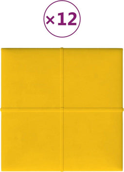 vidaXL - Wandpanelen - 12 - st - 1,08 - m² - 30x30 - cm - fluweel - geel