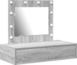 vidaXL - Wandgemonteerde - Makeuptafel - met - LED - Verlichting - - - Grijs - Sonoma