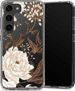 Selencia Fashion Extra Beschermende Backcover Samsung Galaxy S23 hoesje - Golden Flowers