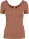 Pieces PCKITTE SS TOP NOOS BC - Katoenen top met korte mouwen - Copper Brown - Maat XS