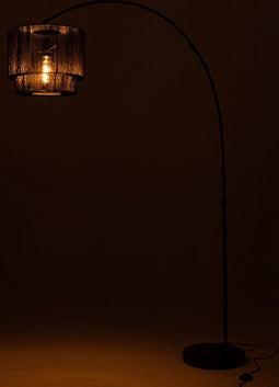 J-Line Vloerlamp Paul Touw Metaal Zwart