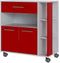 ECO Trolley 2 deuren 1 la - Wit en rood - L 80 x D 39 x H 87 cm