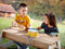 AXI Nick Zand & Water Picknicktafel in Bruin/Wit voor kinderen - Met in hoogte verstelbare Parasol in Blauw/Wit - Multifunctionele Picknick tafel van FSC hout - Picknick tafel voor kinderen van hout