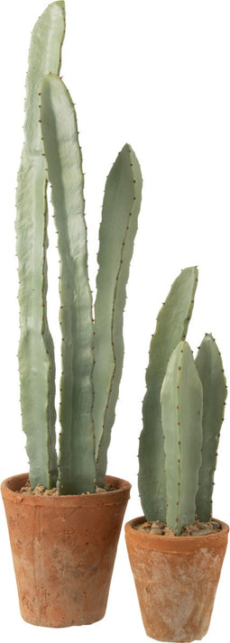 J-Line cactus 3 stuks in pot - kunststof - groen - large