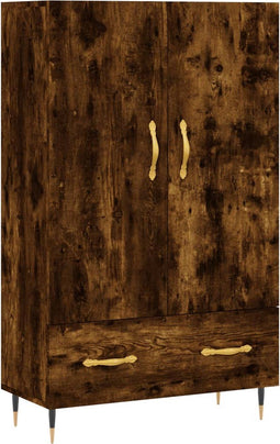 vidaXL - Hoge - kast - 69,5x31x115 - cm - bewerkt - hout - gerookt - eikenkleurig