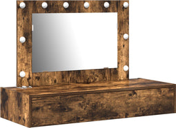 vidaXL - Wandmake-uptafel - met - LED-verlichting - in - Rook - Eik