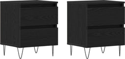 vidaXL - Nachtkasten - 2 - stuks - Zwart - Eiken - 40x35x50 - cm - Gefabriceerd - Hout