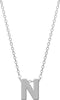 CO88 Collection Alphabet 8CN 11013 Stalen Collier met Hanger - Letter N 9 mm - Lengte 42+5 cm - Zilverkleurig