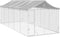 vidaXL - Hondenkennel - met - dak - 3x7,5x2,5 - m - gegalvaniseerd - staal - zilver