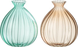 J-Line vaas Ballon - glas - aqua/beige - 2 stuks