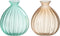 J-Line vaas Ballon - glas - aqua/beige - 2 stuks
