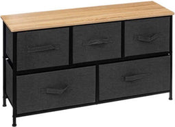 5Five Tissa stalen ladekast met 5 laden - 100x30x55cm - Antraciet