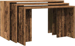 vidaXL - 3-delige - Tafeltjesset - bewerkt - hout - oud - houtkleurig