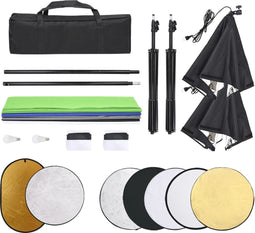 vidaXL - Fotostudioset - met - verlichtingsset, - achtergrond - en - reflector