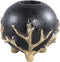 PTMD Quin Black Ceramic Tealight Gold Branches Base