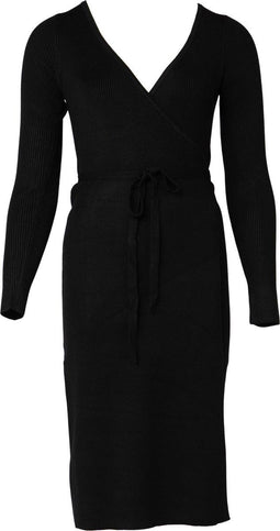 Guess Everly Wrap Dress - Wikkeljurk - Lange mouwen - Zwart - Maat S