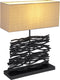 Globo Jamie - Tafellamp - E27 - Hout - Zwart - 50 cm hoog - 40 cm lang - 15 cm breed