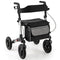Coast 2-in-1 Rollator en Reisrolstoel - Opvouwbaar - Totale afmetingen 62 x 82 x 81,5-97 cm - Zwart/Rood/Zilver