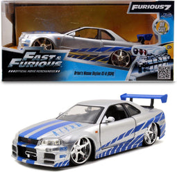 Jada Toys - Fast & Furious 2002 Brians Nissan Skyline GT-R - Zilver - Speelgoedvoertuig