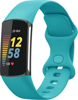 imoshion Siliconen bandje - Geschikt voor Fitbit Charge 6, Charge 5 - Turquoise - L