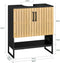 SoBuy BZR202-SCH - Badkast - MDF(E1) met bamboe deuren - Zwart/Natuur