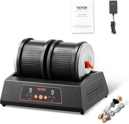 Rock Tumbler Machine, 8 lbs Large Capacity Dual Barrels Rock Polishing Machine, 9 Speed Settings 9-D