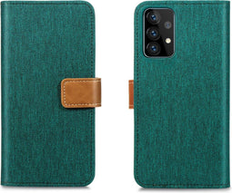 iMoshion Hoesje Geschikt voor Samsung Galaxy A72 Hoesje Met Pasjeshouder - iMoshion Luxe Canvas Bookcase - Groen