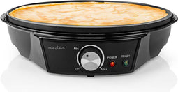 Nedis Crêpemaker - Diameter: 300 mm - 1200 W - Anti-aanbak laag - Temperatuurinstelling - Indicatielampje - Zwart - Metaal