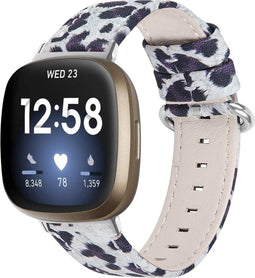 Leren Bandje Geschikt Voor Fitbit Versa 3, Sense - Leopard - Zwart