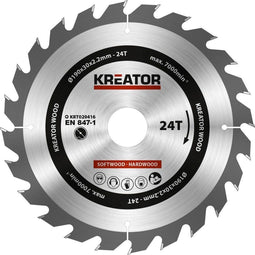 Kreator KRT020416 - Zaagblad hout 190 mm - 24T - Incl. 3 reductieringen
