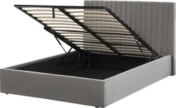 VION - Bed met opbergruimte - Grijs - 140 x 200 cm - Fluweel