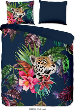 Pure Dekbedovertrek "bladeren en een luipaard" - Multi - (240x200/220 cm) - Microfiber