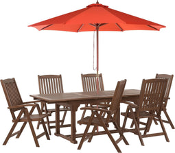 AMANTEA - Tuinset voor 6 - Donkere houtkleur/Rood - Acaciahout