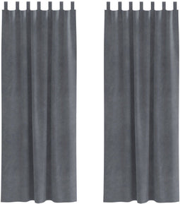 vidaXL - Blackout - Gordijnen - met - Hanglussen - 2 - stuks - Super - Lichtgrijs - Fluweel