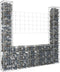 vidaXL - Schanskorf - U-vormig - met - 5 - palen - 500x20x200 - cm - ijzer