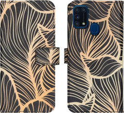 iMoshion Hoesje Geschikt voor Samsung Galaxy M31 Hoesje Met Pasjeshouder - iMoshion Design Softcase Bookcase - Meerkleurig / Golden Leaves