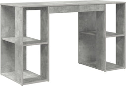 vidaXL - Bureau - met - Opslag - Beton - Grijs - 130x50.5x75 - cm - Gelaagd - Hout