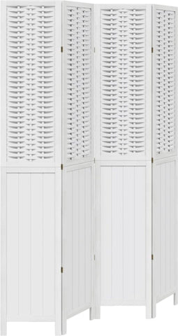 vidaXL - Kamerscherm - met - 4 - panelen - massief - paulowniahout - wit